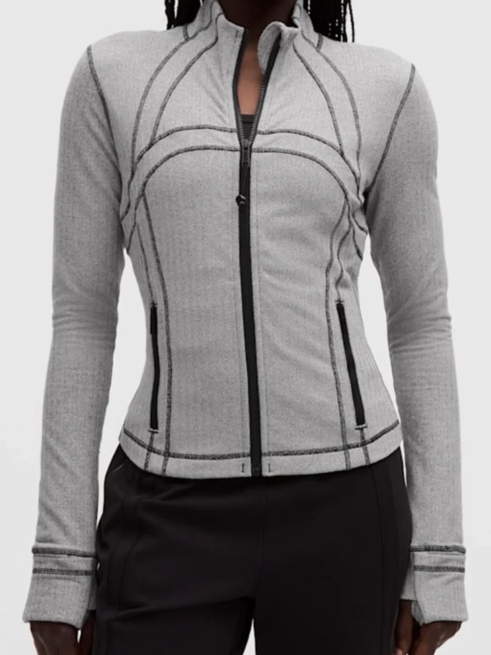 Lululemon Define Cropped Jacket Herringbone Heathered Herringbone Heathered Blac